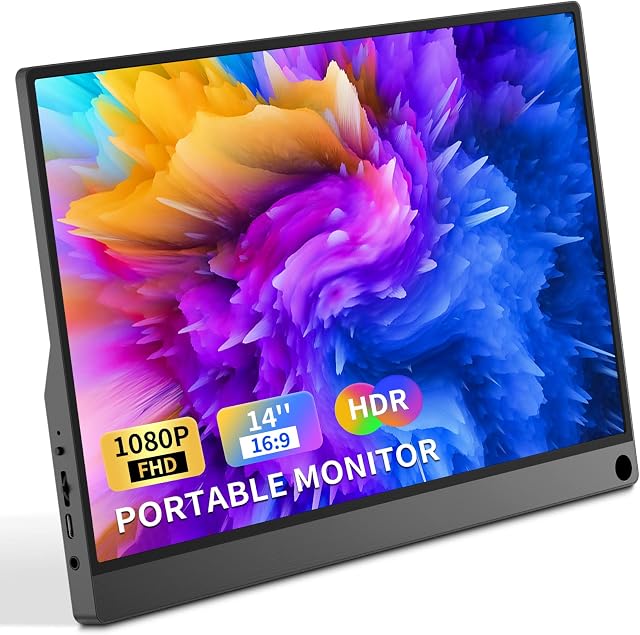 EYETOO Portable Monitor,14 Inch 1080P FHD 75% SRGB IPS Monitor Screen with Type-C/USB C/HDMI,Dual Built-in Speaker, Eye Care Gaming Portable Screen for Laptop/PC/Mac/PS3/PS4/PS5/Xbox/Phone/iPad