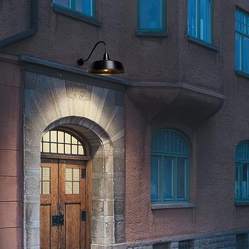 Miniatura 8 de 3 luces de granero de cuello de cisne de 18 pulgadas para exteriores, lámpara de pared exterior de granja para casa, sensor de atardecer a amanecer,