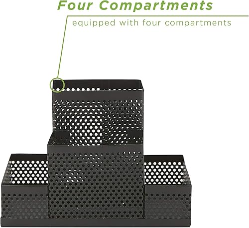 Miniatura 6 de Mind Reader EMPORG2-BLK - Taza de 2 piezas, bolígrafo, lápiz, clip, soporte para chinchetas, organizador de almacenamiento de suministros de