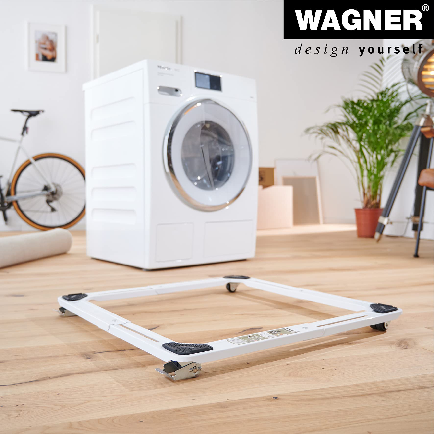 WAGNER Carrello da trasporto MM 1192 I 42-60 cm I superficie di carico regolabile in misura - per il trasporto di merci di diverse dimensioni I portata 150 kg I 2 freni I carico protetto - 20119201
