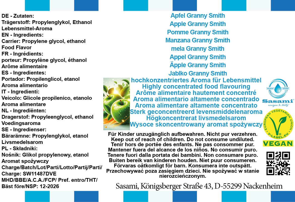 Aroma concentrato mela Granny Smith - vegano - Sasami - 100ml