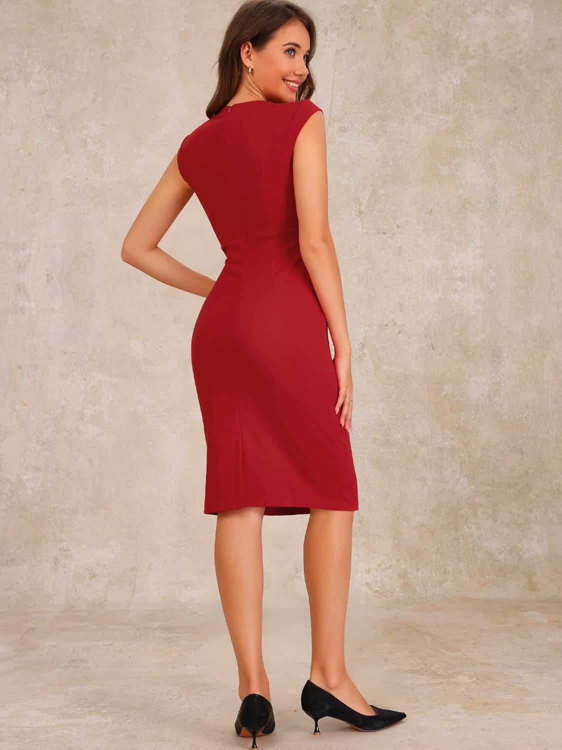 Allegra K Women's Sheath Dress Pencil Work Sleeveless Professional Office Dresses - Image 4