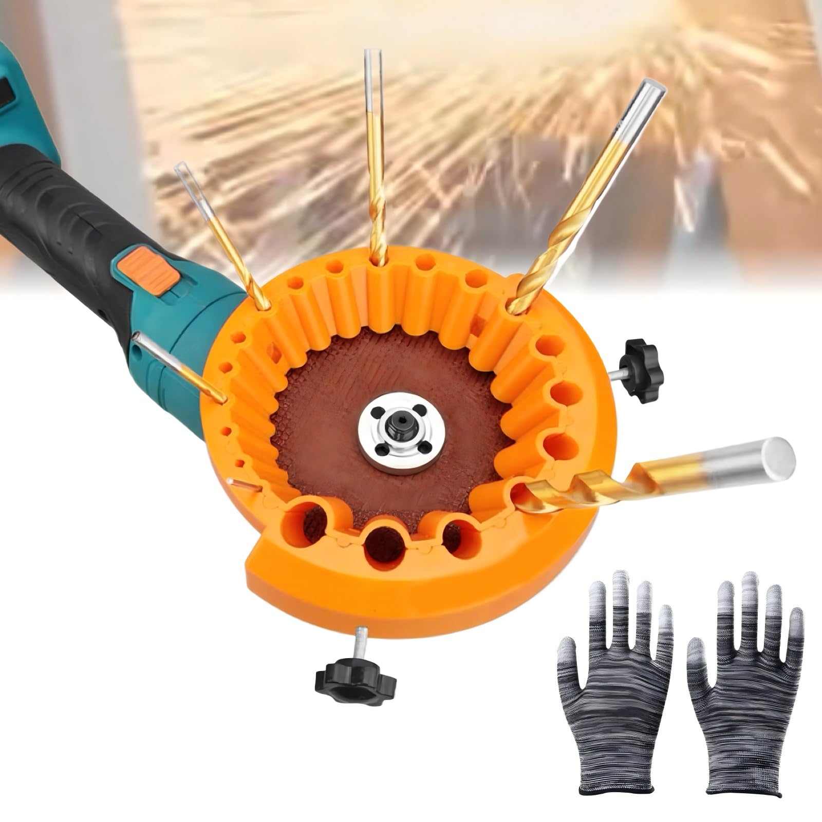 Drill Sharpener, New Sharpener Drill Bits Grinder, Professional Drill Sharpener, for 2-13mm Drill Bit and 115/125mm Grinder, with Gloves (Orange)