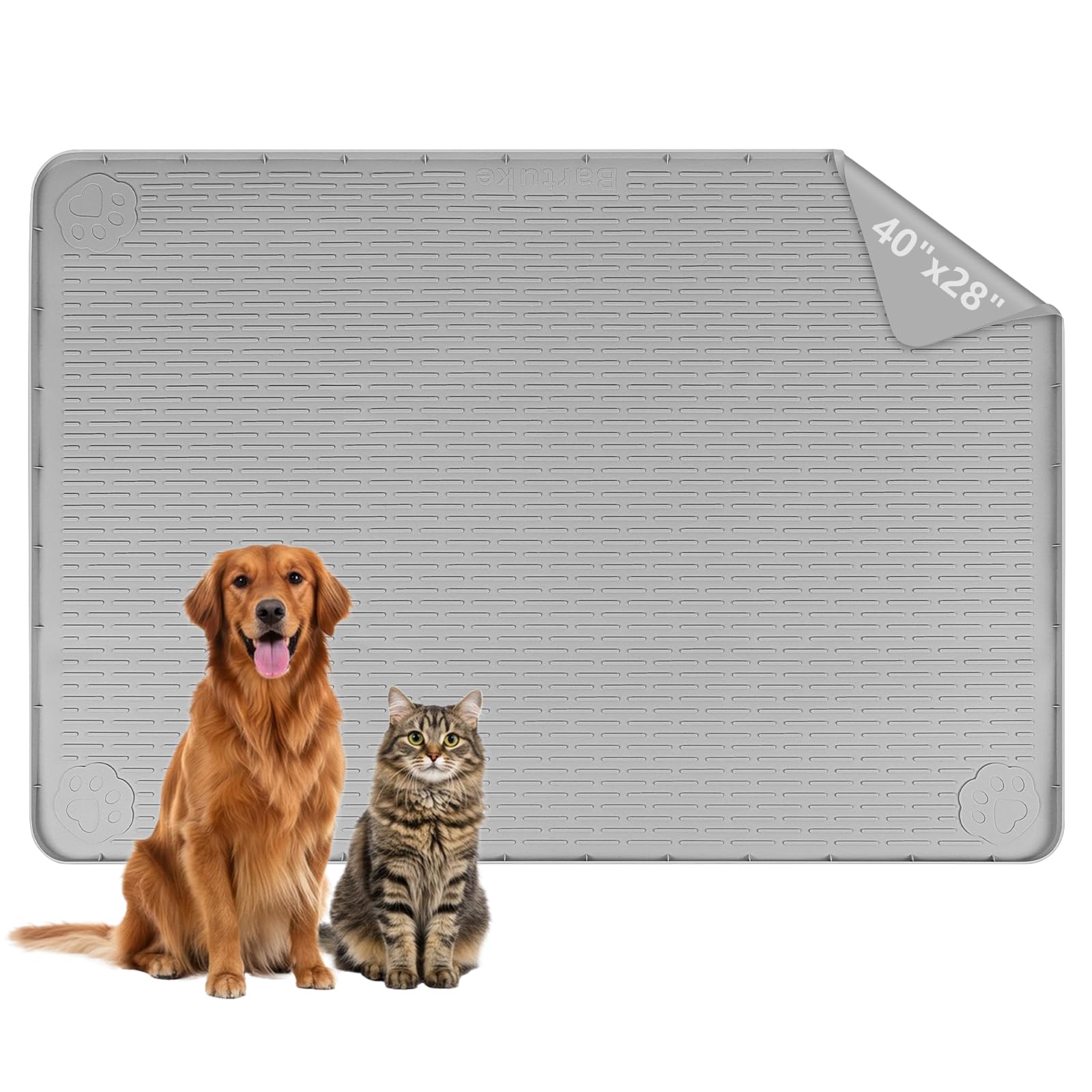 Kalolary Washable Silicone Pee Pad for Dog – Reusable Mat for Waterproof Floor Protection Mat for Puppies, Indoor Potty Training & Multi-Pet Use (Gray（101 * 71cm）)
