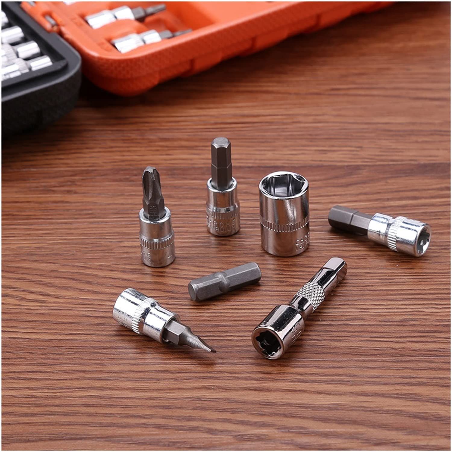 Herramienta de Mantenimiento 53 Piezas Kit de reparación de automóviles Llave de trinquete Juego de Llaves de Tubo Llave Torx Herramientas de Taller mecánico Juego de Herramientas manuales