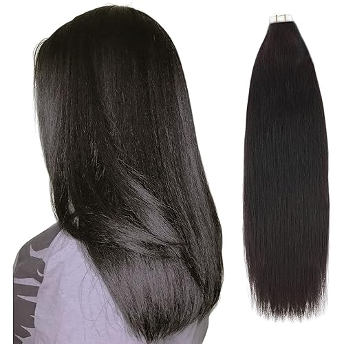 Miniatura 1 de ABH AMAZINGBEAUTY HAIR Extensiones rizadas con cinta adhesiva de doble cara para la piel, extensiones de cabello real Remi, color negro azabache, 22