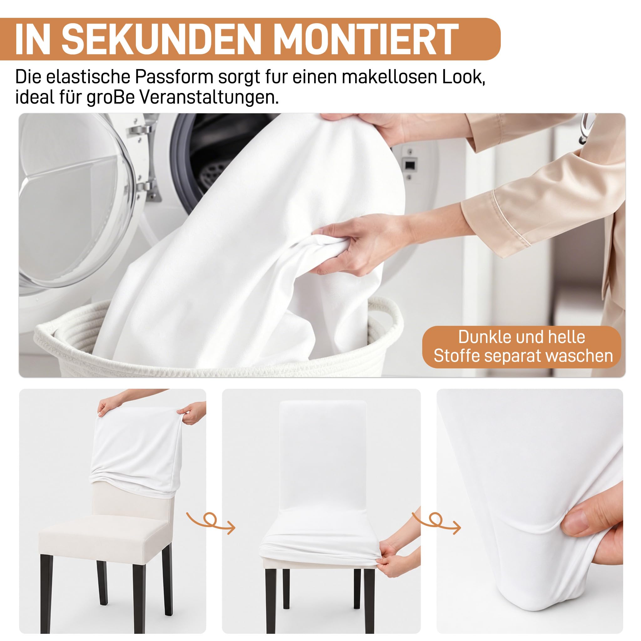 Froadp Universal elástico y Lavable Cubiertas de protección Funda para Silla Presidente Durante los Banquetes de Bodas Partes y decoración del hogar (50 Piezas)