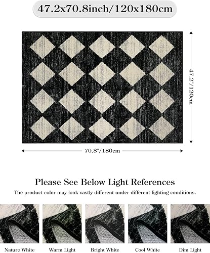 Miniatura 2 de Lahome Alfombras estéticas lavables a máquina para dormitorio, alfombra suave de 4 x 6 pies, alfombra antideslizante para sala de estar, alfombra de