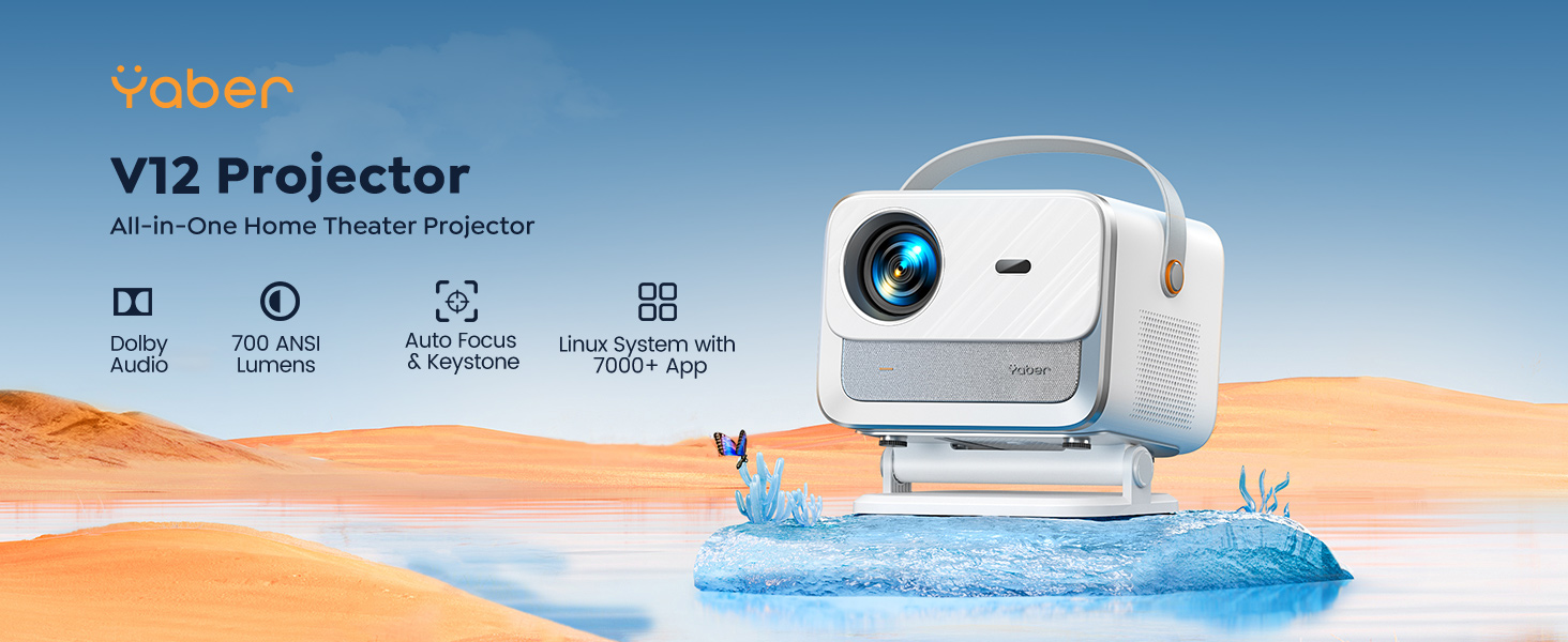 YABER V12 Projector with WiFi6 and Bluetooth 5.2