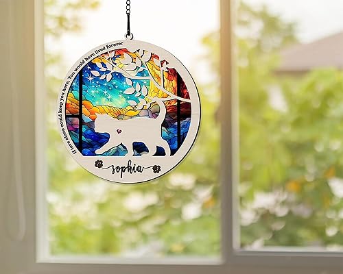 Miniatura 4 de Atrapasoles conmemorativo para gatos, personalizado con fecha de nombre, atrapasoles de razas de gatos, atrapasoles para pérdida de mascotas,