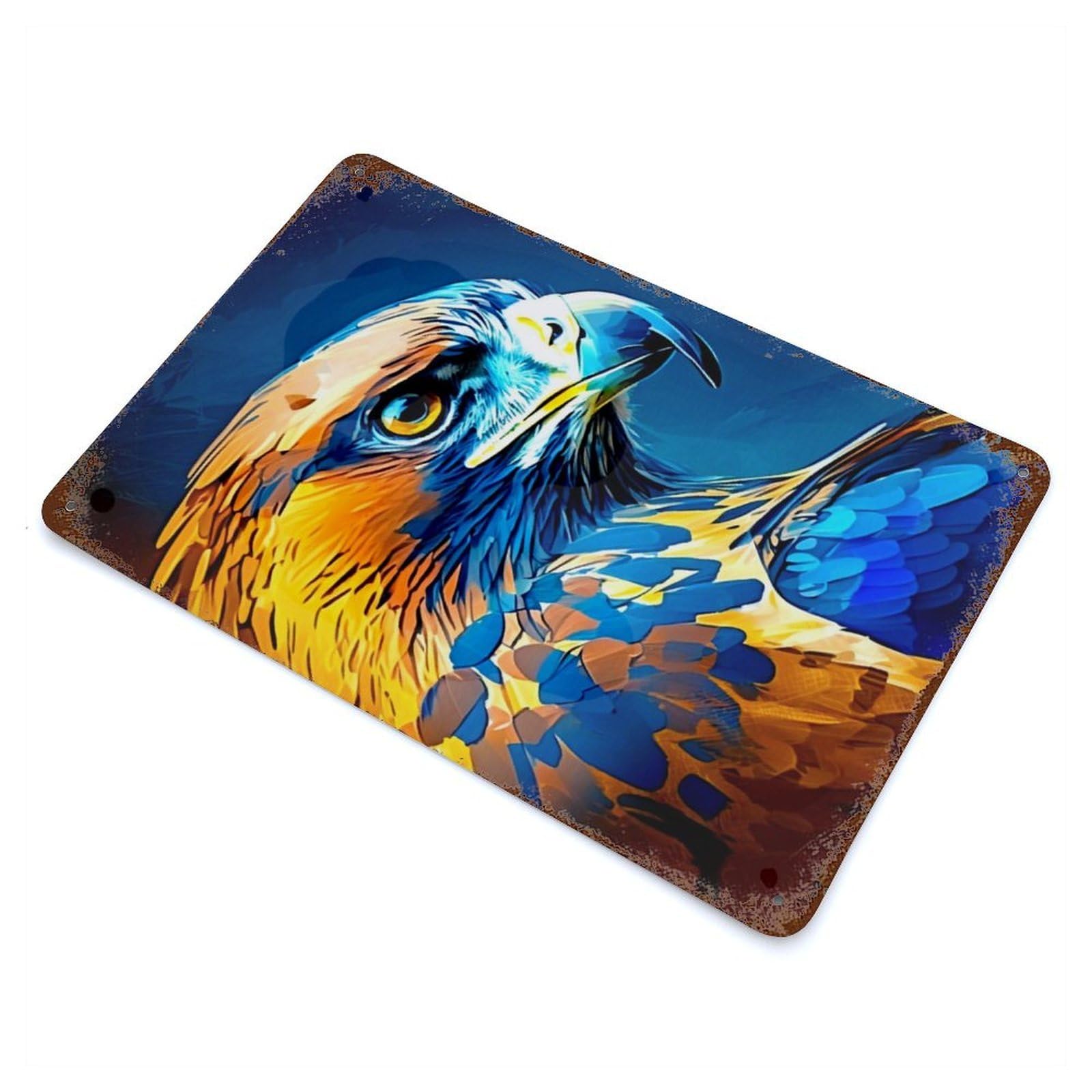 Eagle Rustic Tin Plaque 11.8"x7.9", Novelty Wall Decor for Garage, Pub Or Kitchen