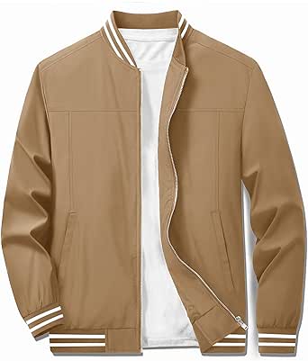 TACVASEN Men's Lightweight Jacket Casual Spring Fall Windbreaker Bomber Zip Up Coat With Pocket