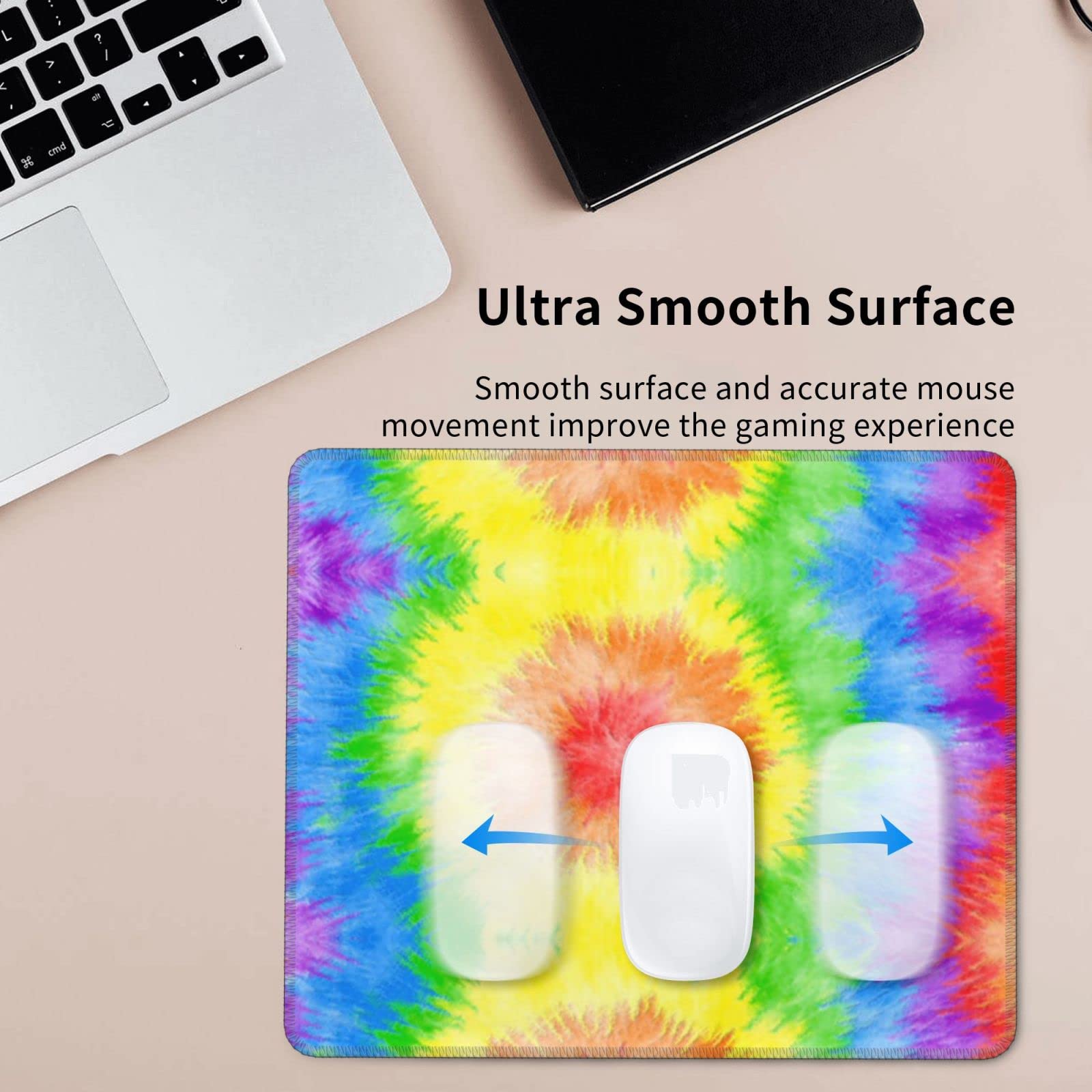 Tappetino Scrivania Gigante Tie-dye 80x30 Cm - Mousepad Con Base Antiscivolo E Bordi Cuciti - Per Ufficio E Gaming