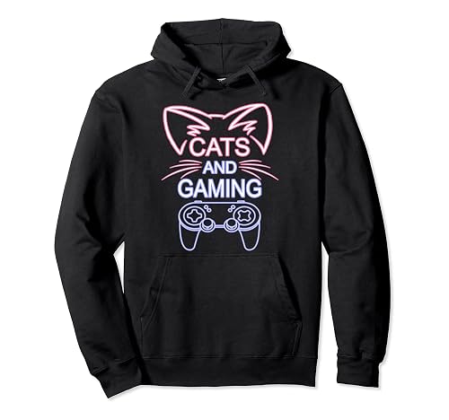 Cats And Gaming Funny Cat Lover Gaming Gift Gamer Pullover