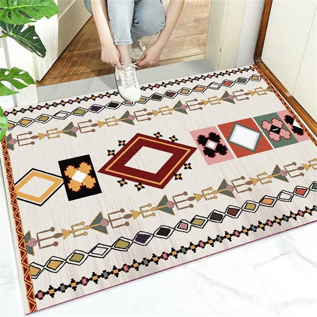 Tapis de salon géométrique moderne rouge 200x250cm lavable pour grand espace