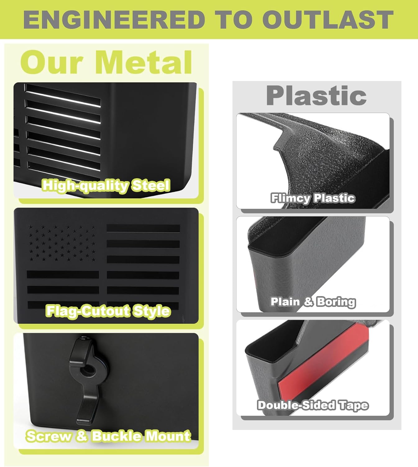 Center Console Organizer Storage Box for Jeep Wrangler JL Gladiator JT 2018-2025 2026 Accessories Gear Shift Side Tray Flag Accent, 2PCS