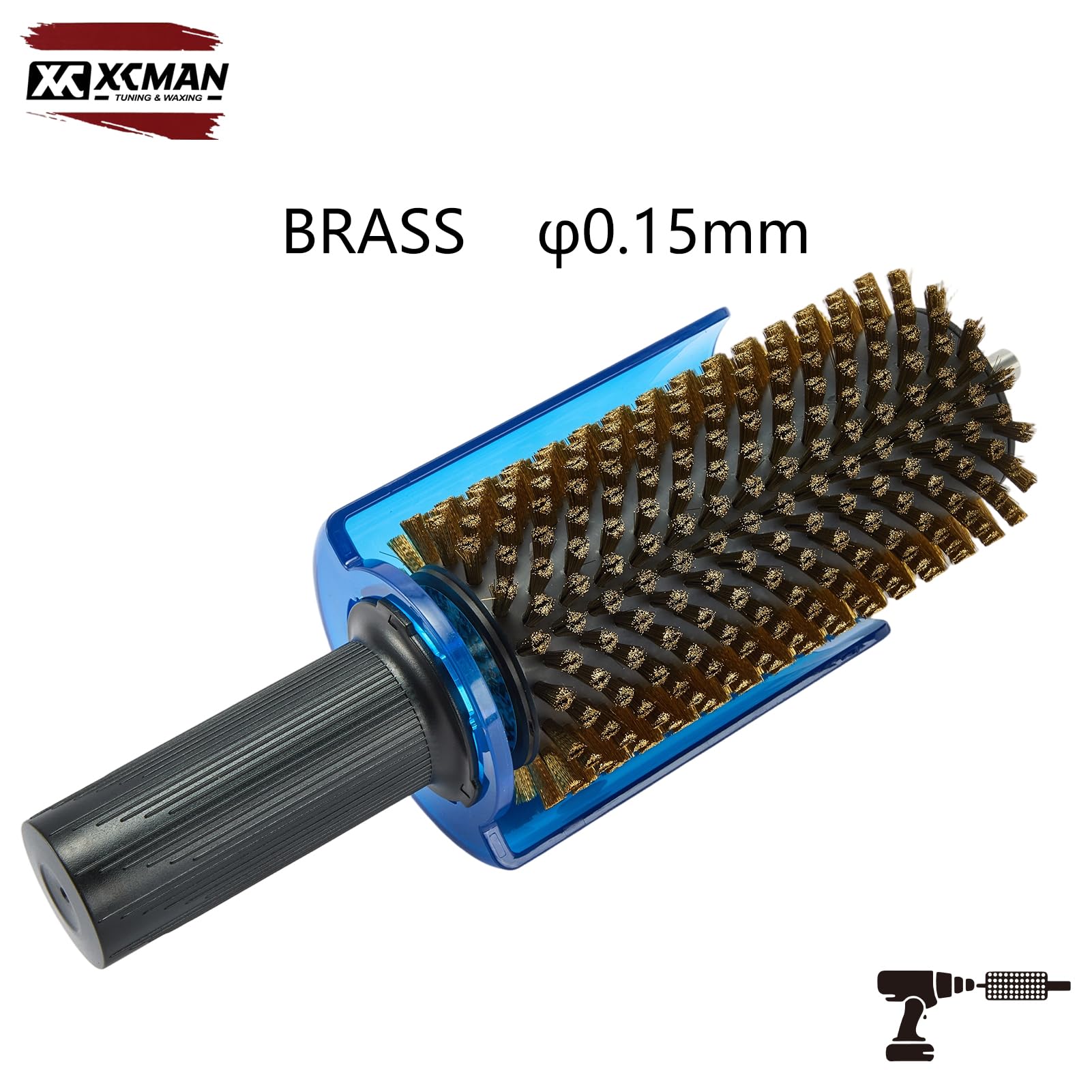 XCMAN 150 mm Ski Roto Brush Kit Roto Brush Handle Axle con tutte e 3 le spazzole: Nylon, Horsehiar, Ottone/Sughero