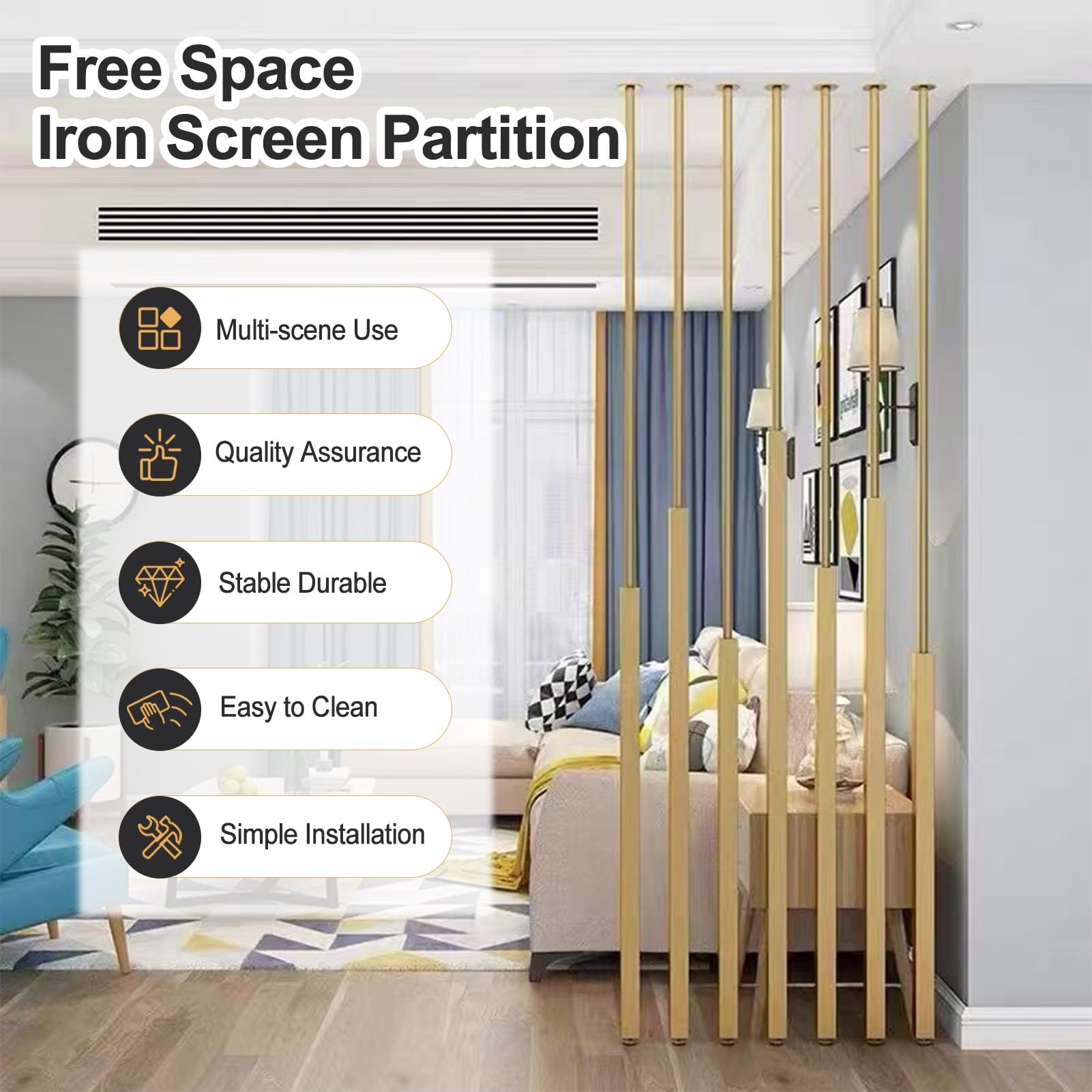 Separadores de habitación de metal, pantallas de privacidad de suelo a techo para decoración de oficina, balcón y entrada