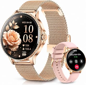 Efolen Smart Watches for Women Answer/Make Call,1.27 Smartwatch Fitness Tracker for Heart Rate/Sleep Monitor/Calories/Blood Oxygen,100+ Sports Modes Android iPhone,IP68 Waterproof,Rosegold