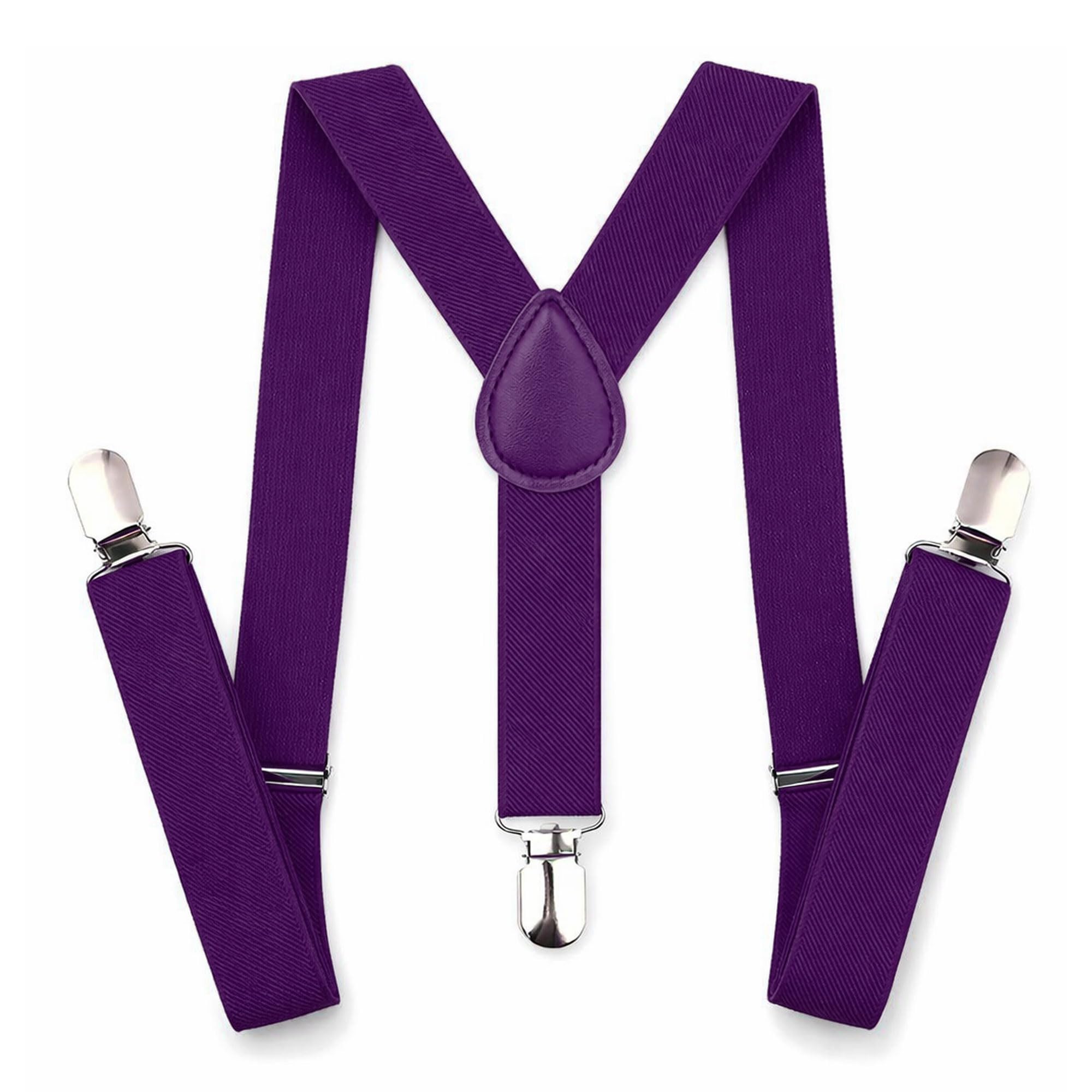 Gizelle Unisex Purple Adjustable Braces Mens Womens Trouser Elastic Y-Back Suspenders Clipon (Purple)