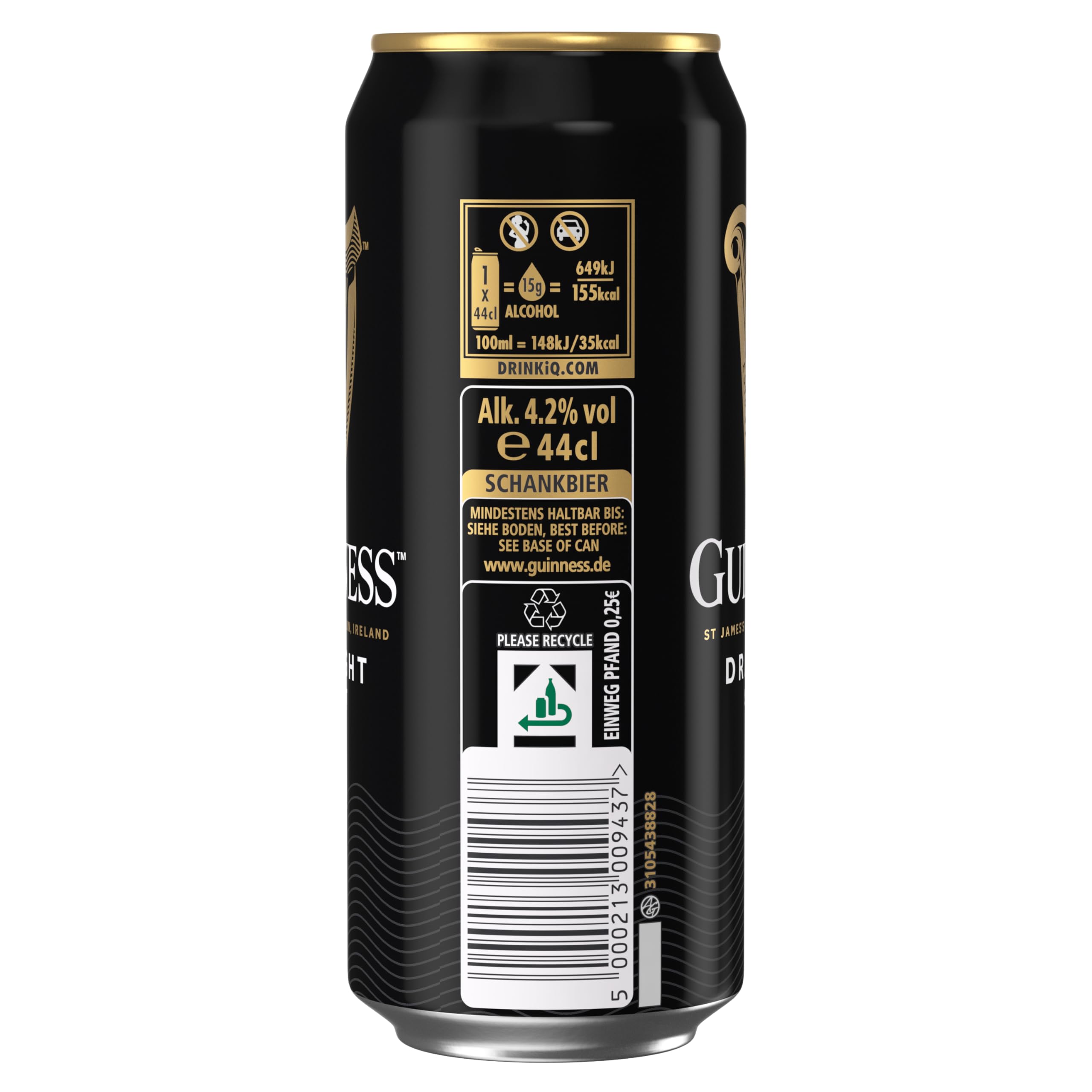 Guinness - Birra ad alta fermentazione Draught - Pack di 24 Lattine da 0,44 L