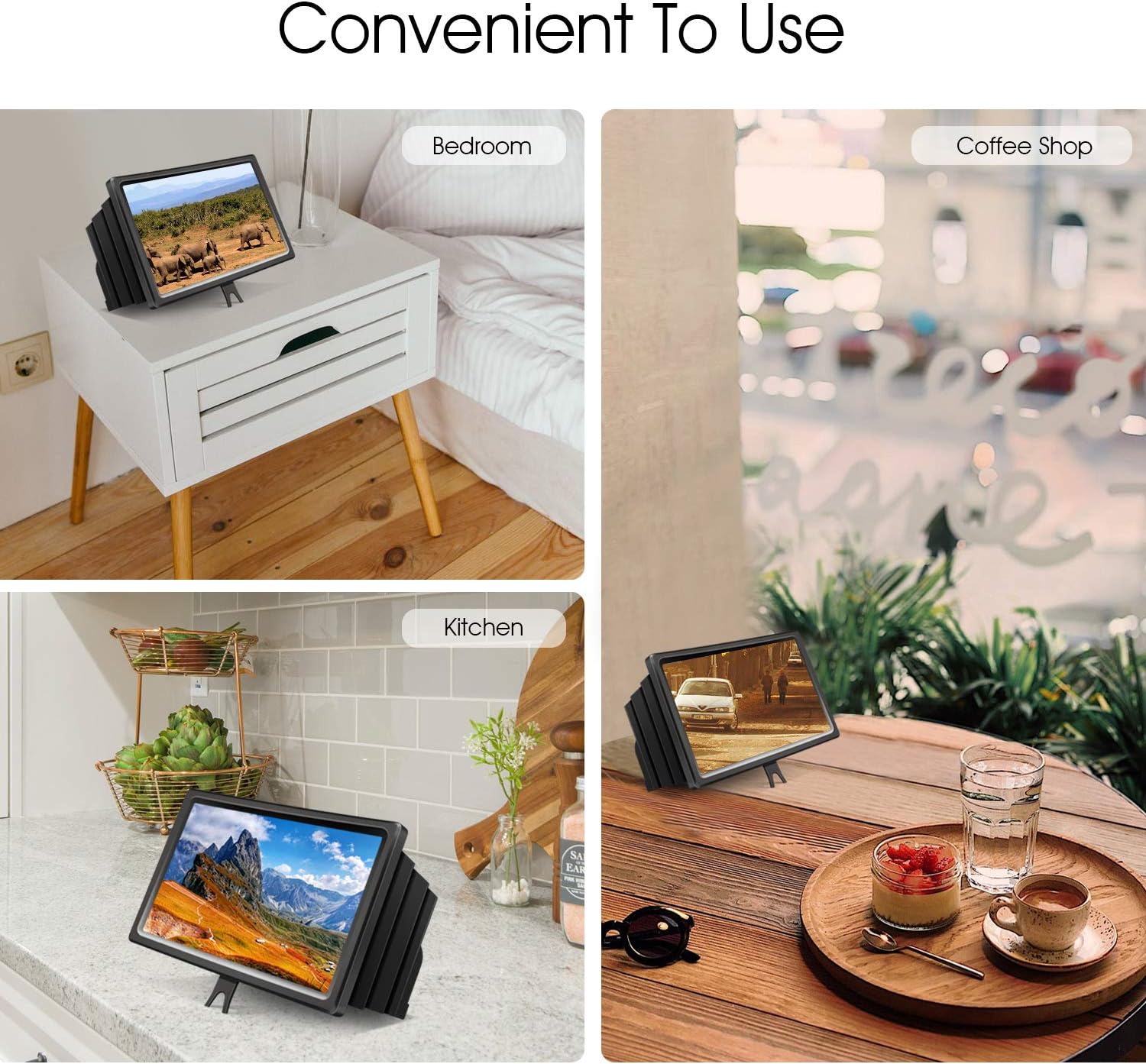 Foonii 12’’ 3D Screen Magnifier for Cellphone, HD Phone Screen Magnifier for Movies, Videos and Gaming with Foldable Holder Stand, Screen Amplifier Compatible with All Cellphone (Black)
