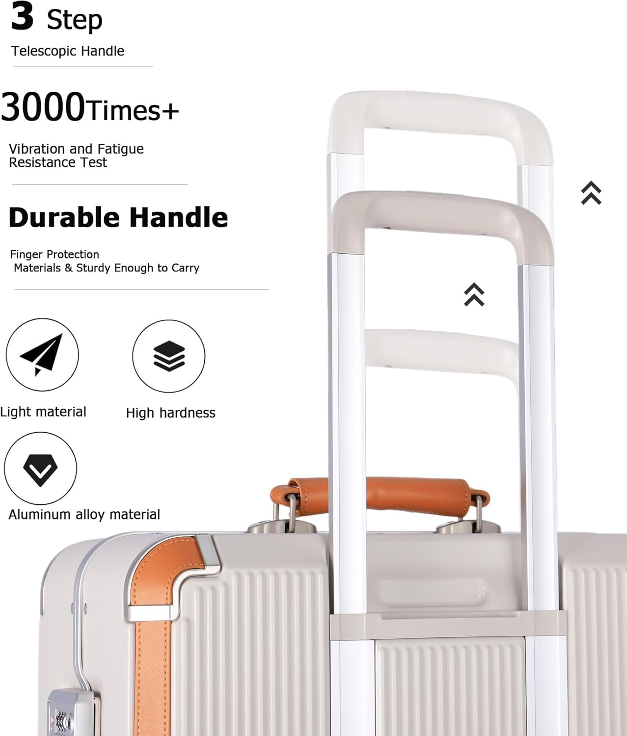 feilario 20in Hardshell Carry-On Luggage, Aluminum Frame Zipperless Suitcase with Brake Wheels, TSA-Accepted Lock & Side Hooks (Beige (zipperless closure), 20in)