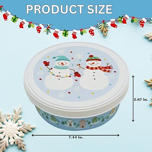 Miniatura 2 de Ja'cor Juego de 2 recipientes de plástico para galletas de Navidad con tapas, cubos de almacenamiento redondos para golosinas de dulces, recuerdos,