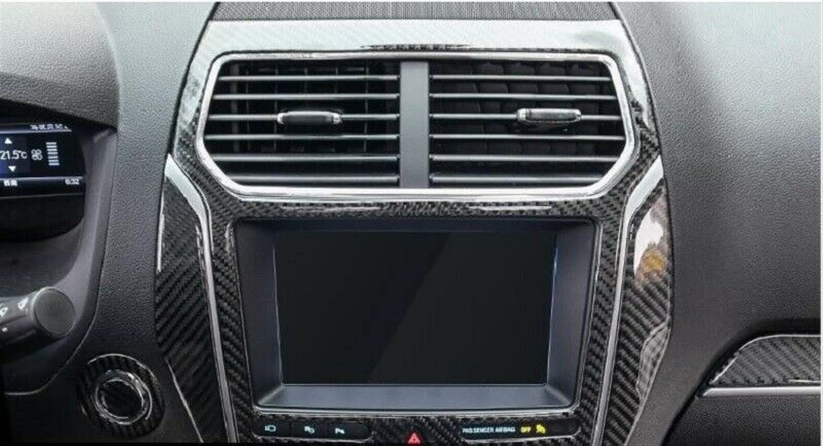 Garniture De Couverture Panneau Navigation GPS Voiture Intérieure en Fiber Carbone Véritable pour Ford pour Explorer 2013 2014 2015 2016 2017 2018