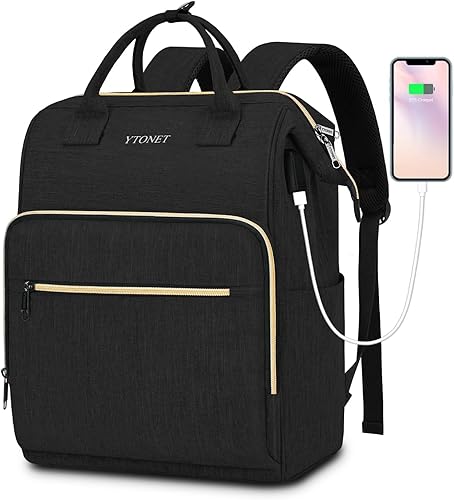 Mochila para laptop para mujeres y hombres, mochila de viaje para laptop de 15.6 pulgadas, mochila escolar universitaria (negro)