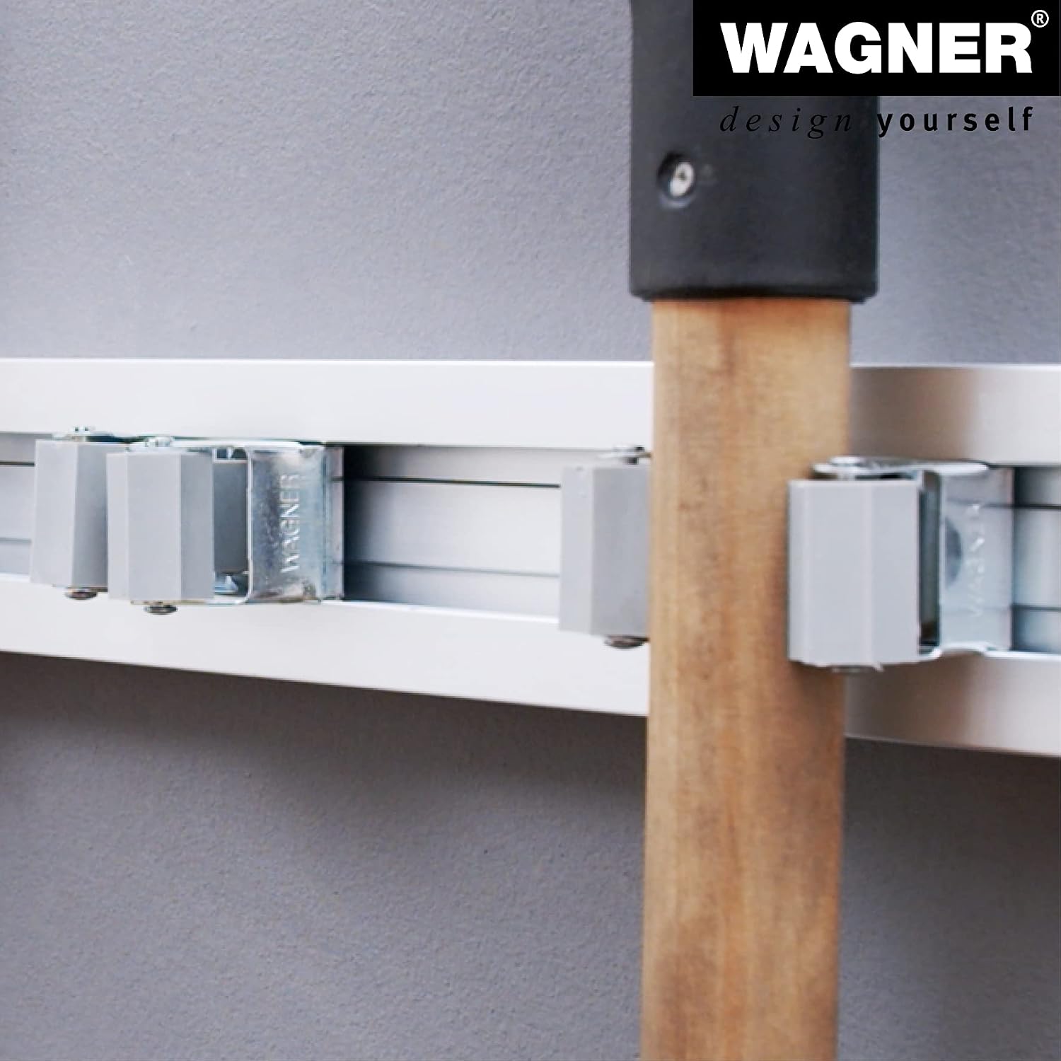 WAGNER - hooks4tools - Device Holder - Clip - 2.05 x 1.57 x 1.46 in, galvanised Steel, Plastic clamp for Devices, max. Diameter Ø 1.18 in, Load Capacity max. 4.41 lbs - 15204501