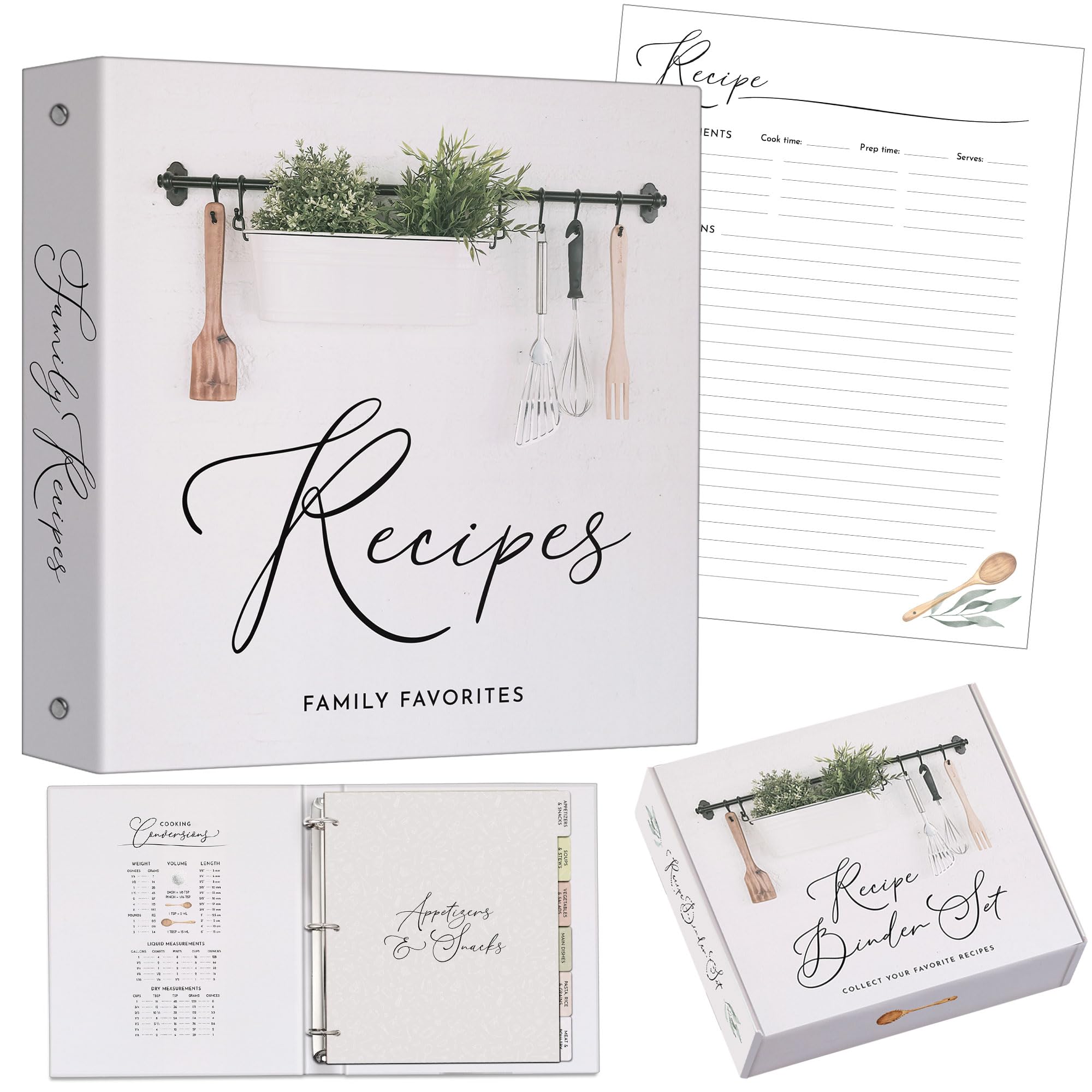 recipe card binder sleeves Family Recipe Binder Plastic Sleeves 11x12 3Ring 25 Cards 12 Dividers Gift
