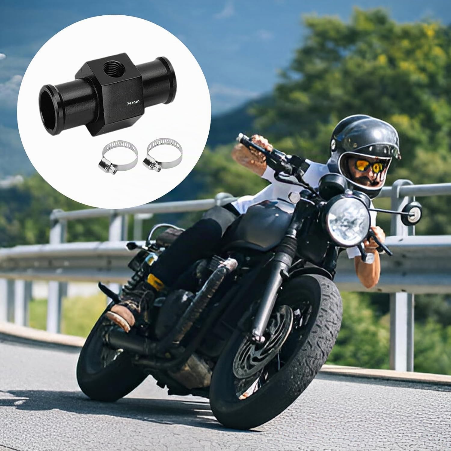 Capteur de Température Eau 24mm, Adaptateur Sonde pour Voiture et Radiateur, Compatible avec la Plupart des Véhicules, Mesure Précise et Installation Facile, Joint de Tuyau Durable (24mm)