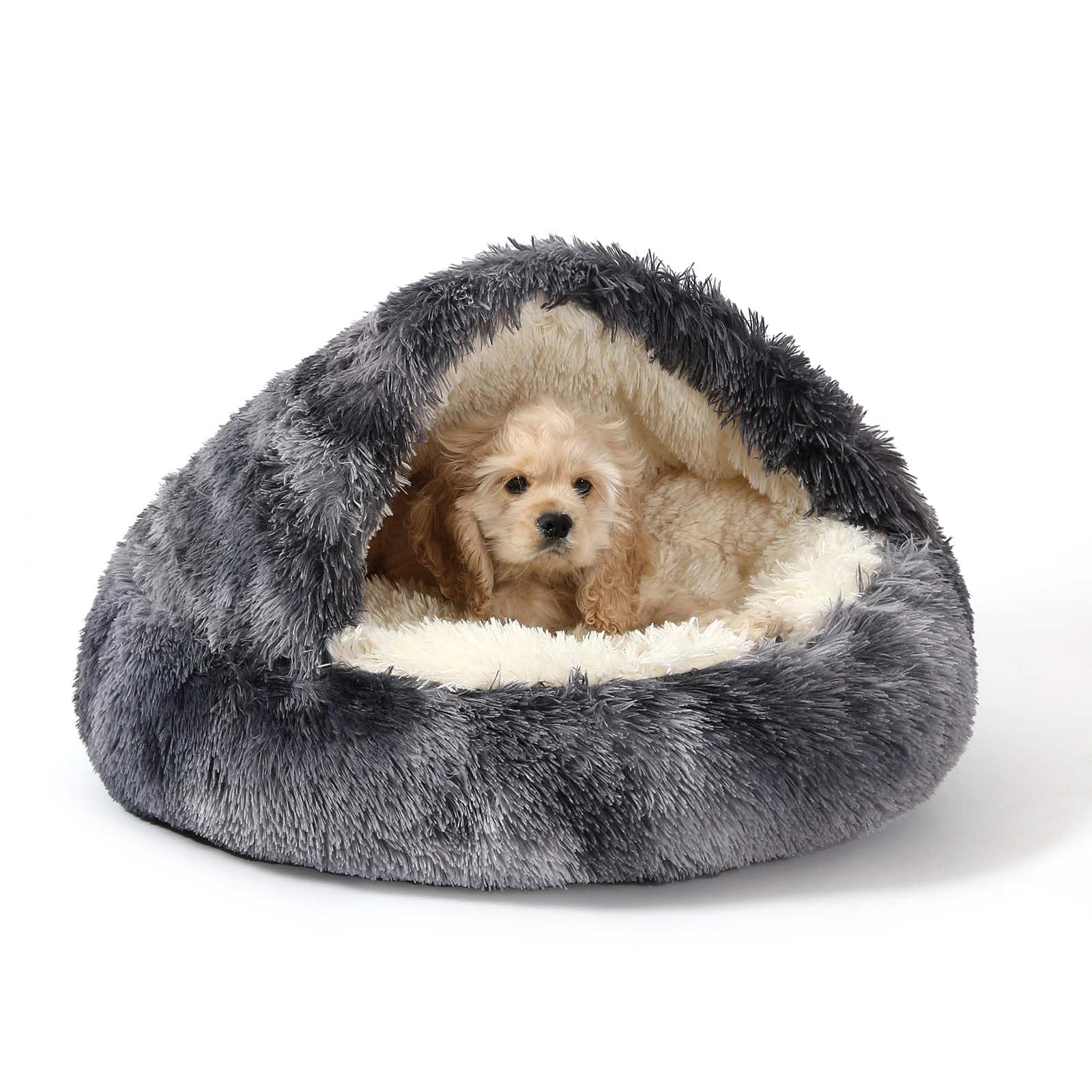 NOYAL Hooded Donut Bed, Calming Cave for Cats &amp; Small Dogs