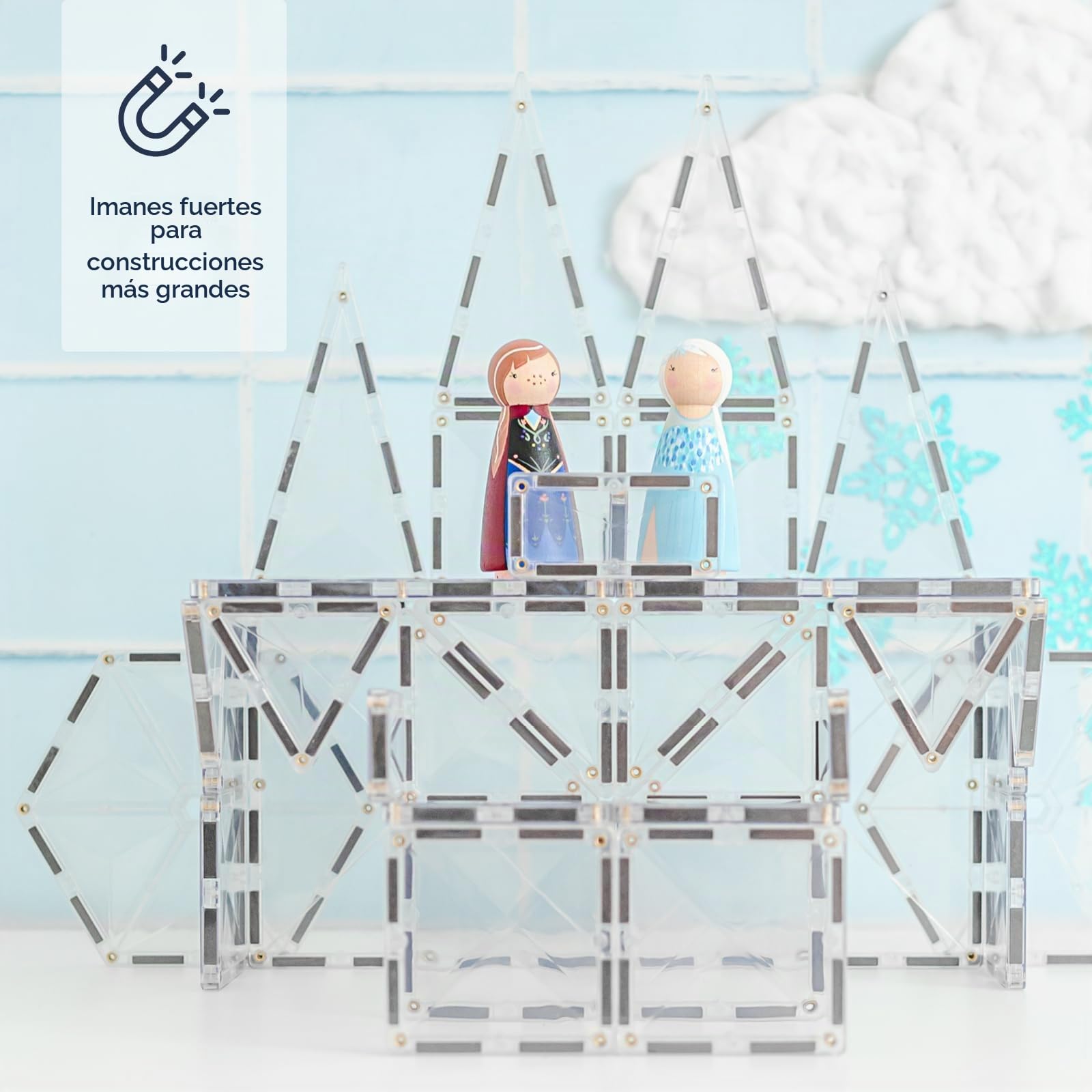 CONNETIX Azulejos Magnéticos Transparente Paquete Inicial, 34 Piezas