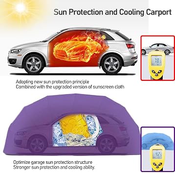 All Weather Carport, Heavy Duty Carport, Portable Stainless Steel Garage, Retractable Folding Automatic Curtain for Car, Boat, All Season Car Canopy with Tarp, Gray, Manual