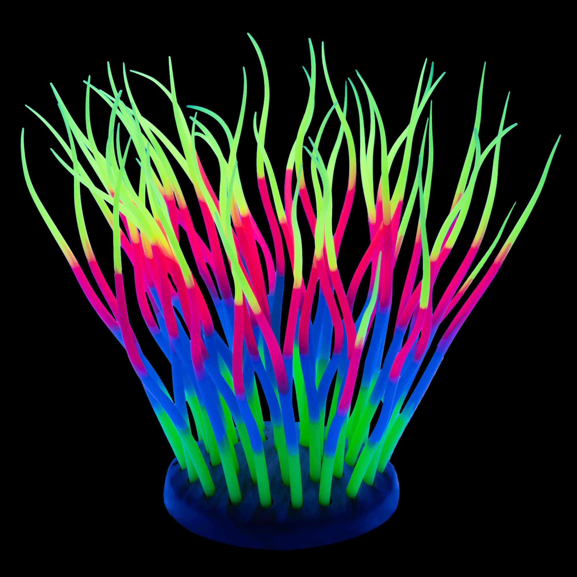 LPFLASAT Fish Tank Decorations Fluorescent Rainbow Anemone Aquarium Decorations Aquatic plants Betta Fish Tank Decor Silicone Ornament with Glowing Effect for Fish Tank Landscape Decoration(Y)
