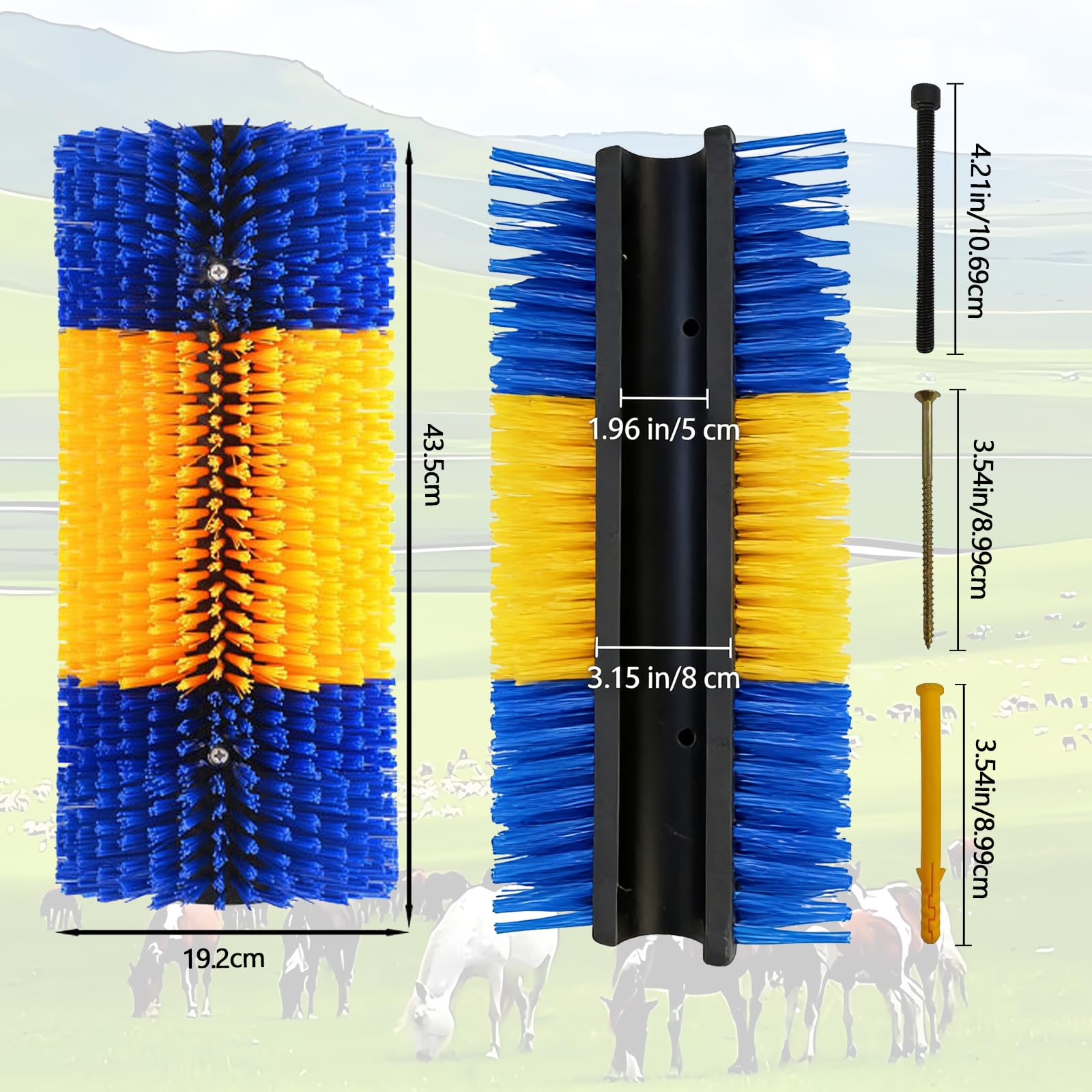 2Pcs Vieh Kratzbürste, Universal Pferdebürste, Halbrunde Kratzbürste Für Nutztiere, Anti-Juckreiz, Reinigung, Nylon Kratzmatte Massagebürsten, Rückenkratzen für Pferd Kuh Andere Nutztiere