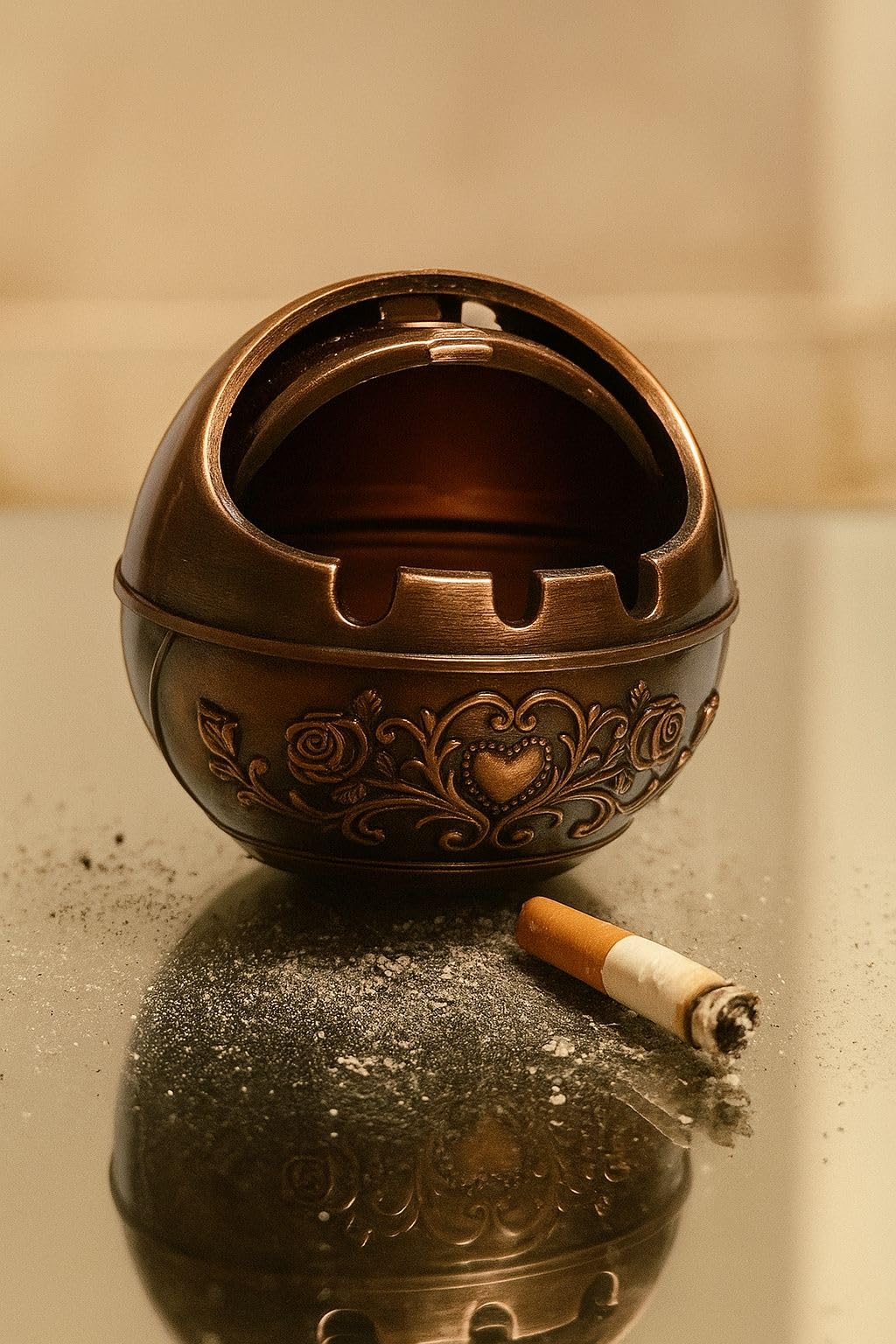Buy CARVORA Vintage Windproof Ashtray with Lid | Retro Metal