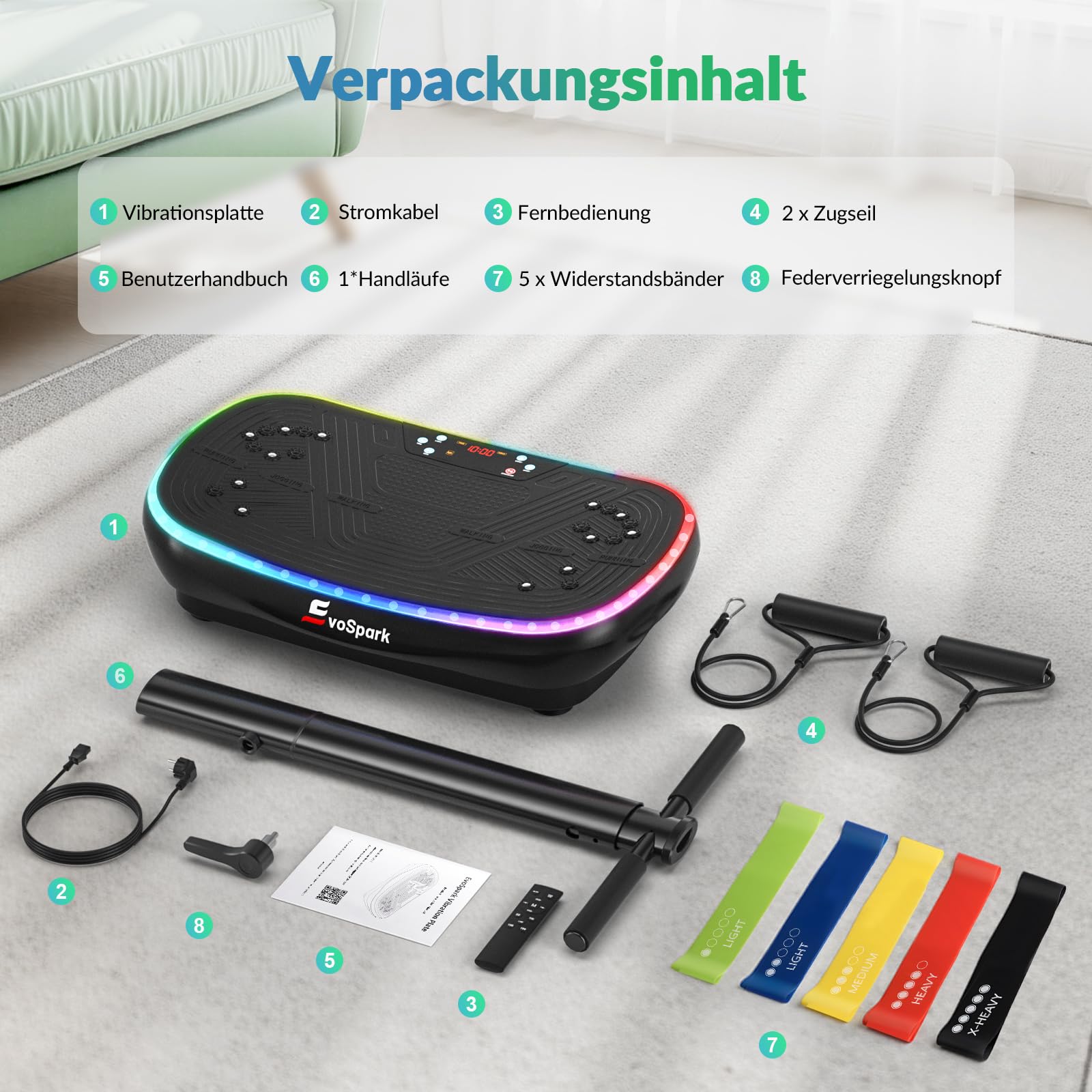 Vibrationsplatte 4D PRO 7-in-1 Vibrationsplatte Testsieger 2025 mit 900W Dreifachmotorsystem, Ganzkörper-Vibrationsplatte mit 9 coolen LED-Lichtern,550 LBS Kapazität für Home Workout