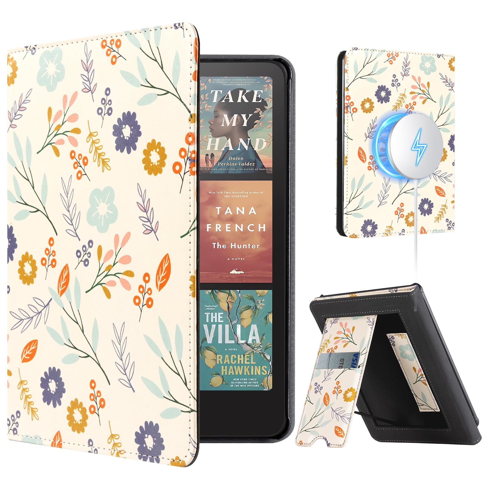 CoBak Stand Case for 7" Kindle Paperwhite 12th Gen 2024 and Kindle Colorsoft with Hand Strap - Compatible with iPhone MagSafe, for Samsung/Belkin/Anker Wireless Charging Pads, Durable, Auto Sleep Wake