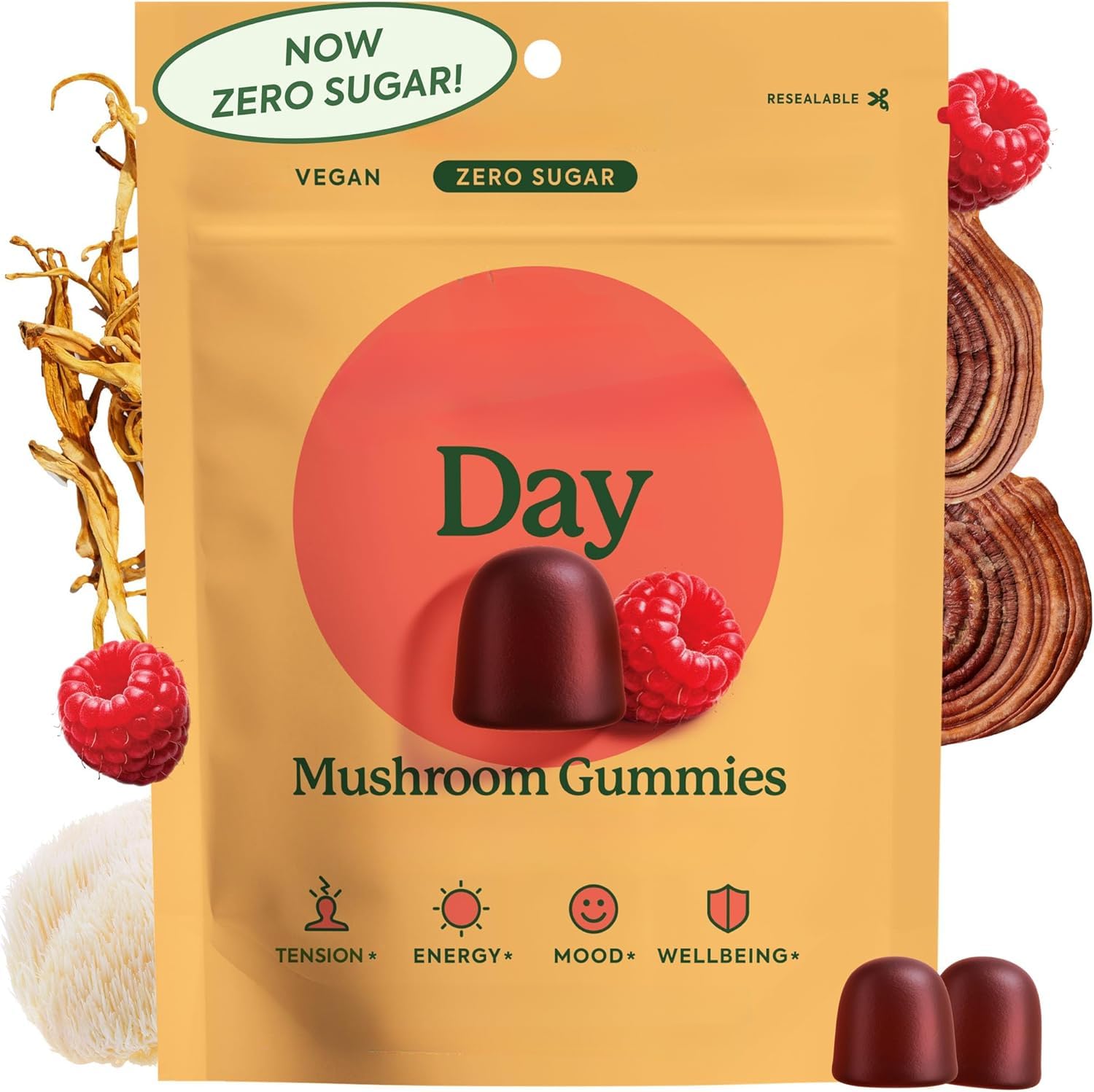 Caramelle Gommose ai Funghi - - Supportano il sistema immunitario e migliorano l'umore, la risposta allo stress e l'energia negli adulti - Naturali, vegane,