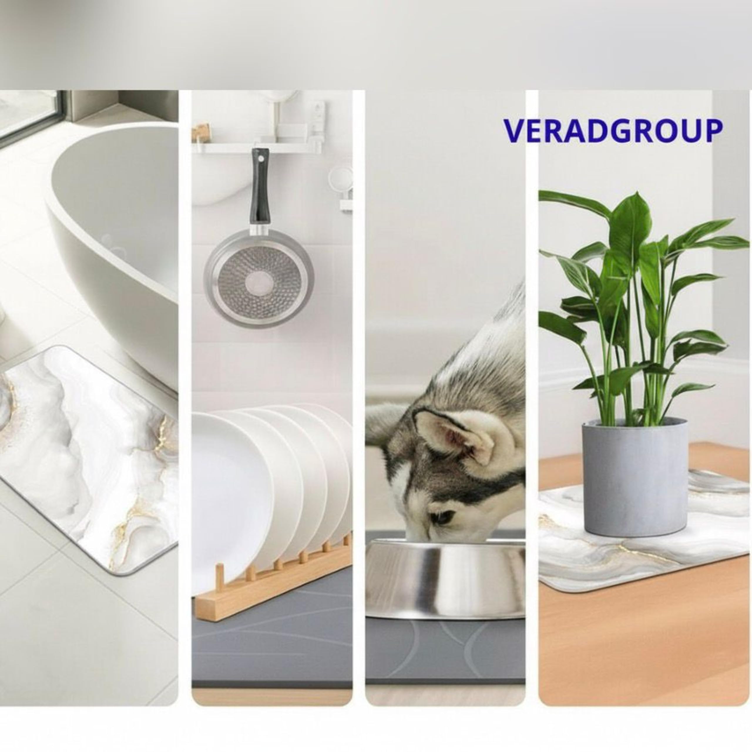 Tappeto diatomite bagno (60 x 40 cm) - Pietra assorbente ad asciugatura istantanea, antibatterico e antiscivolo, per doccia e cucina, effetto marmo avorio