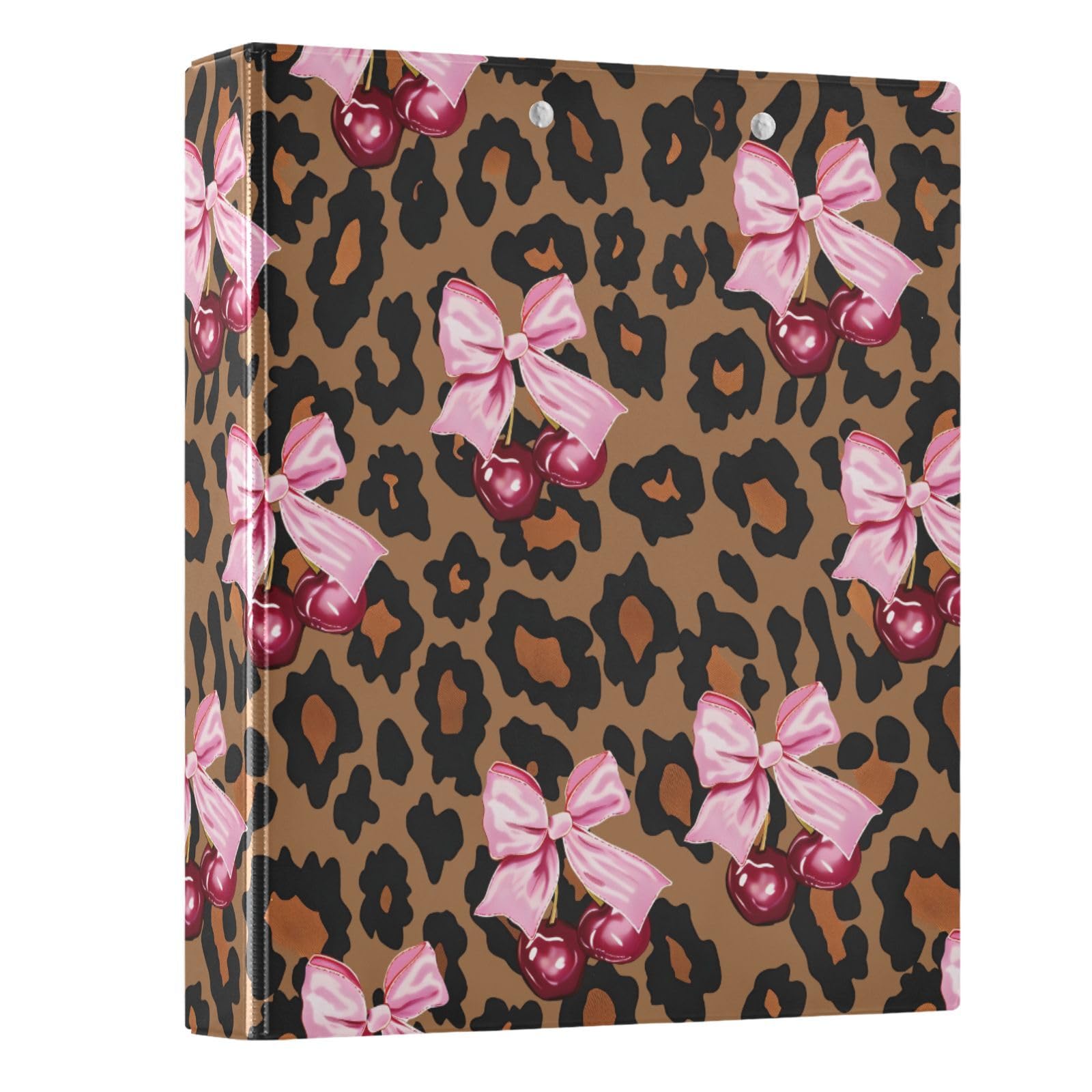 3 Ring Binder Pink Bow Cherry Leopard Print 1.5 inch Binders