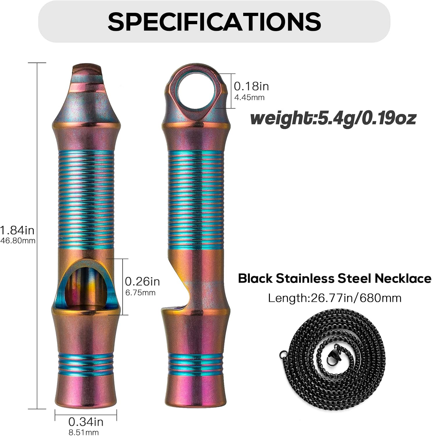 Matte Edc Pry Bar with Clip+ Titanium Emergency Whistle