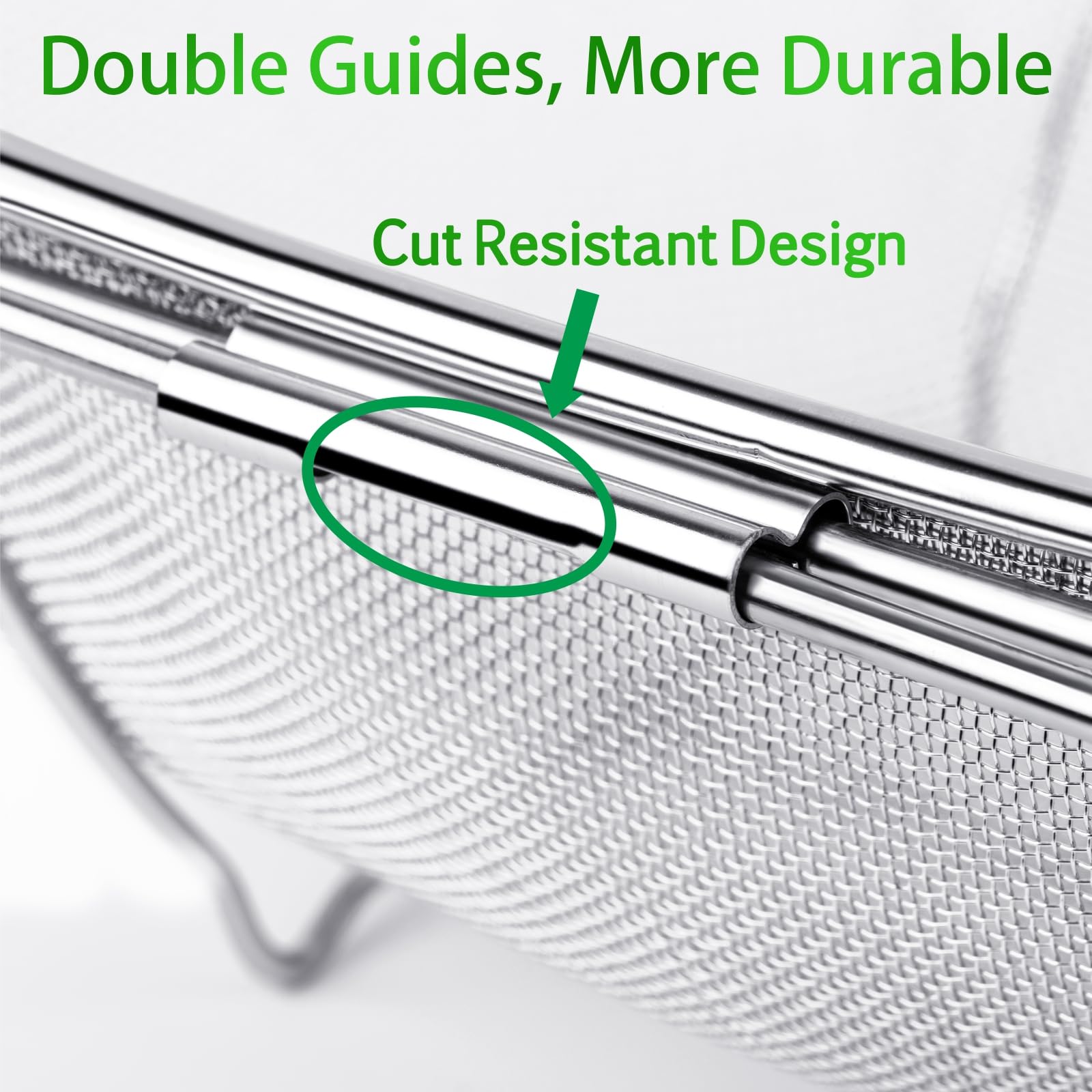 Tiawudi 6-Quart Large Over The Sink Colander, 18/8 Stainless Steel Fine Mesh Strainer Basket with Expandable Rubber Grip Handles - Strain, Drain, Rinse Fruits, Vegetables 3