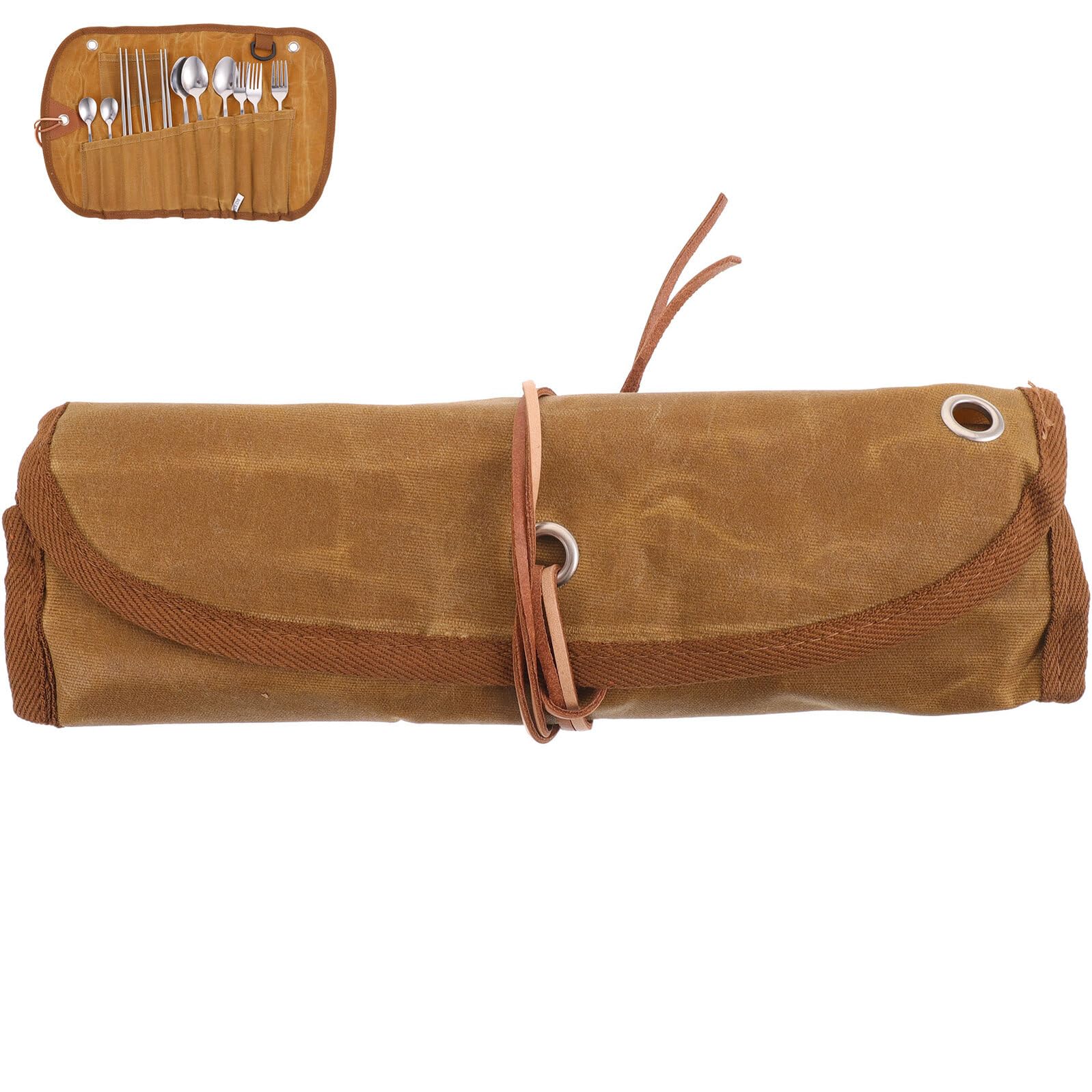 SUPVOX Ensemble de Vaisselle de Voyage Pliable, Pochette de Rangement Compacte en Toile, Couverts de Camping Légers, Set de Pique-niques pour Randonnée et Barbecue en Plein Air