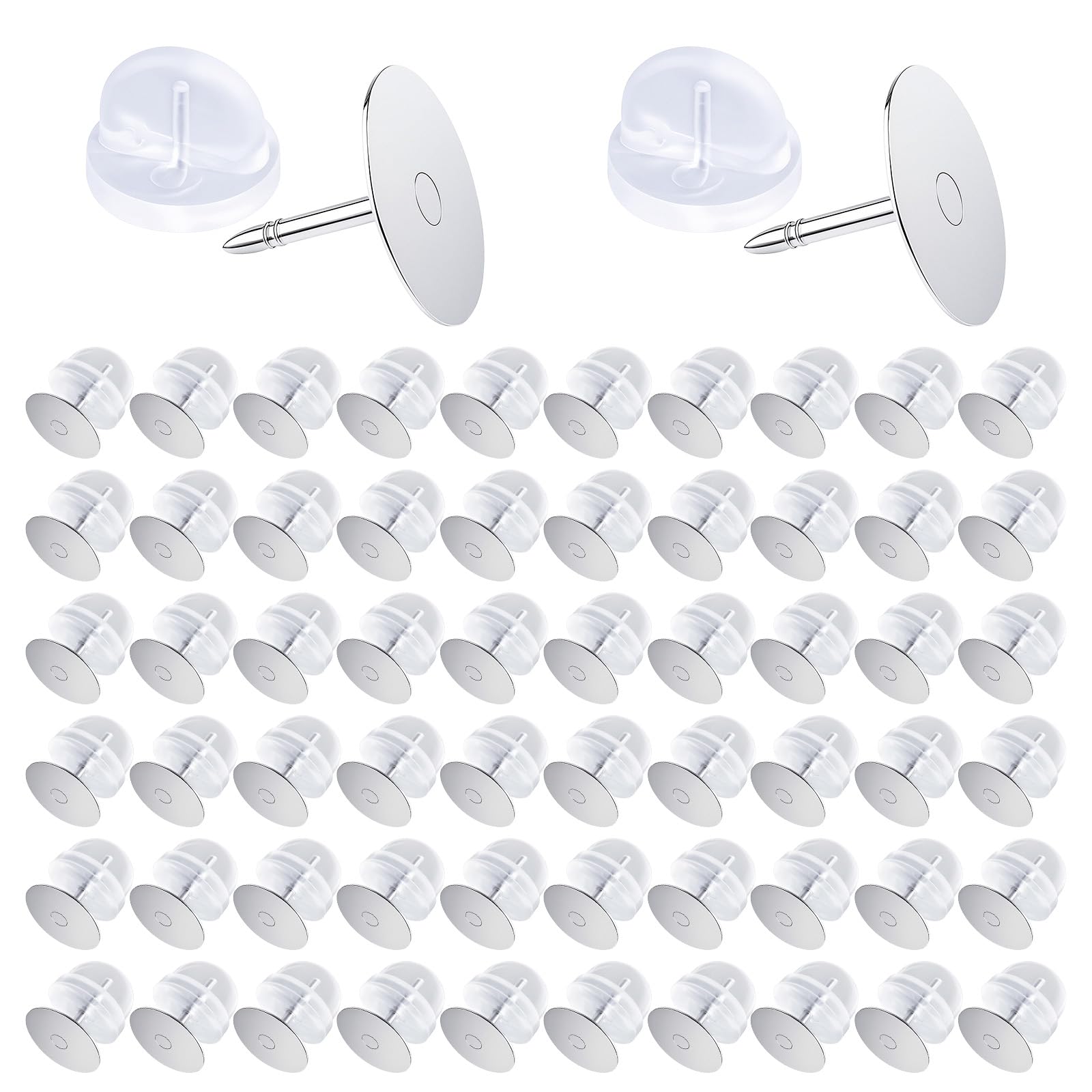 50 Paar Gummi-Schmetterlings-Clutch-Verschlüsse–Ersatz für blanke Anstecknadel-Verschlüsse,Ersatz für Krawattennadel-Halter mit Emaille,blanke Anstecknadeln,Emaille-Anstecknadeln