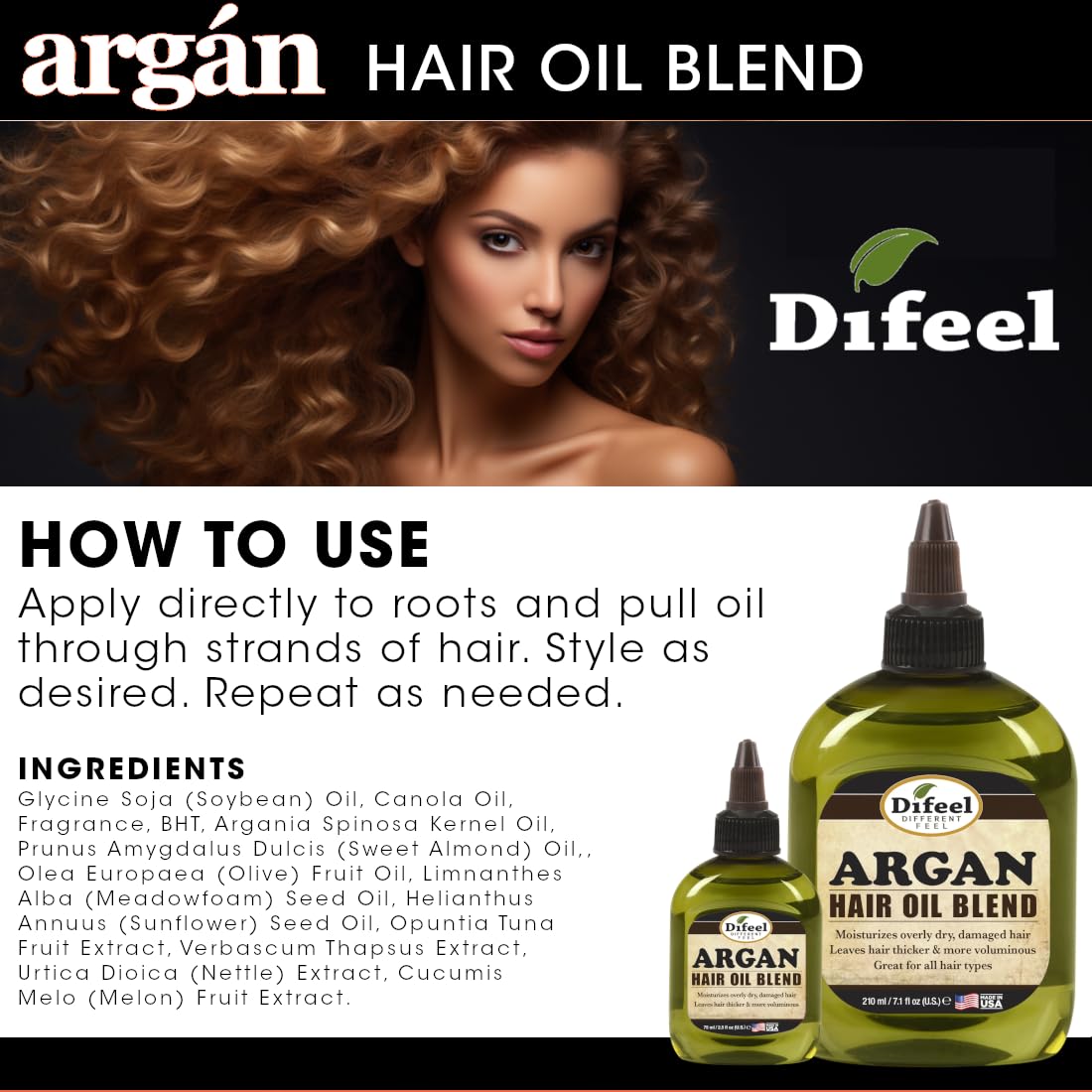 Difeel Premium Doğal Saç Yağı - Argan Yağı 2,5 ons