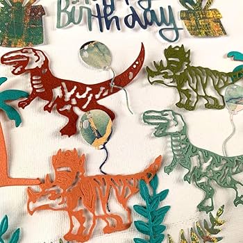 お得　恐竜　誕生日　ペーパークラフト　ダイカット アルバム素材　色紙素材 Amazon.co.jp: 恐竜 ペーパークラフト アルバム素材 誕生日 色紙